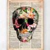 Affiche crâne floral - Ancien dictionnaire