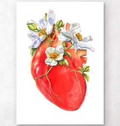 Anatomie cardiaque II - Floral - Blanc