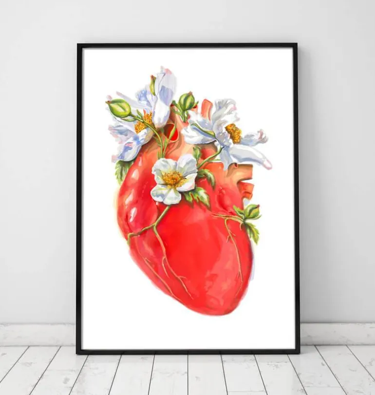 Anatomie cardiaque II - Floral - Blanc