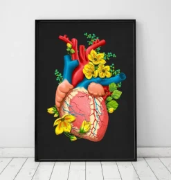 Anatomie cardiaque III - Floral - Noir