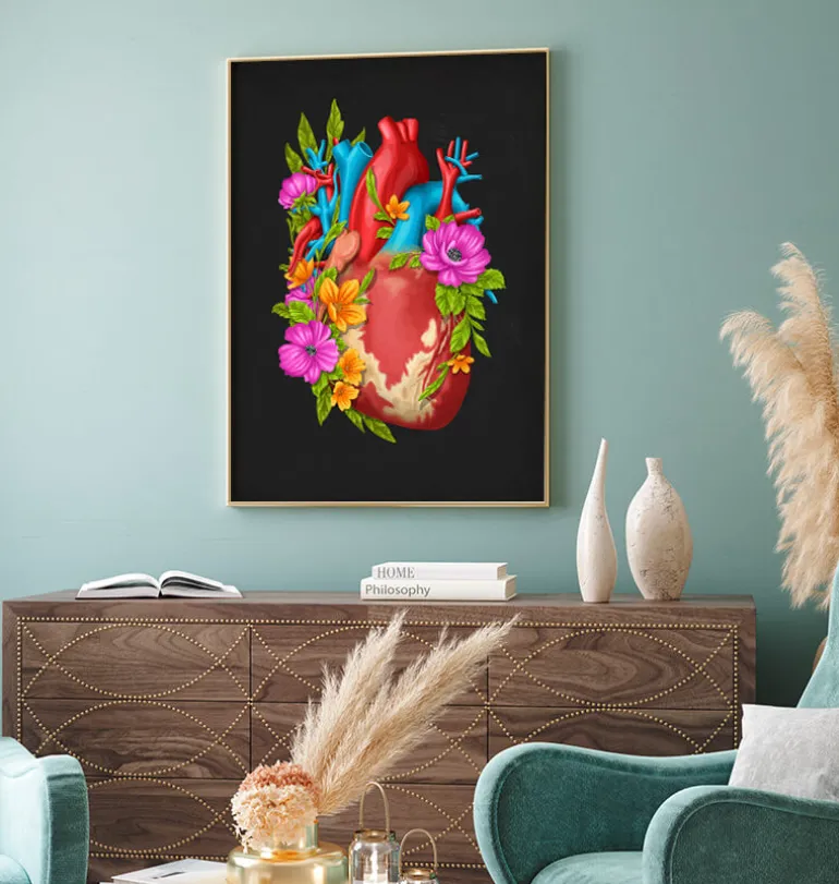Anatomie cardiaque IV - Floral - Noir