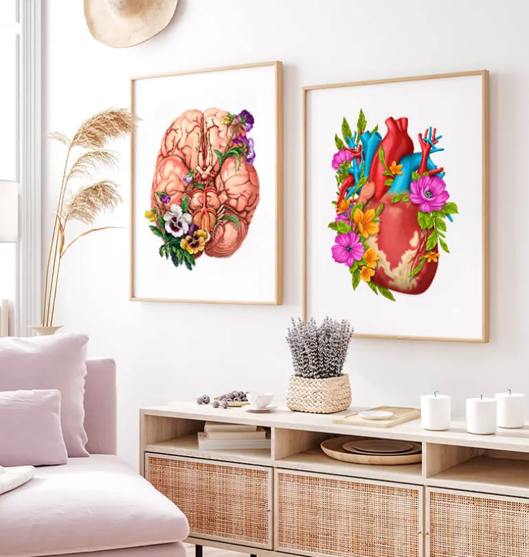 Anatomie cardiaque IV - Floral - Blanc