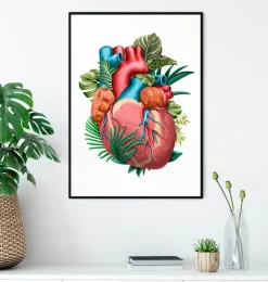 Anatomie cardiaque V - Floral - Blanc
