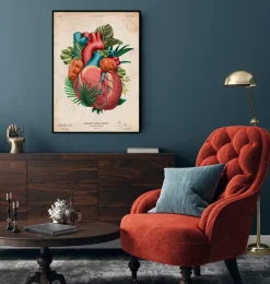 Anatomie cardiaque V - Floral - Vintage
