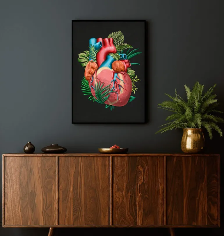 Anatomie cardiaque V - Floral - Noir