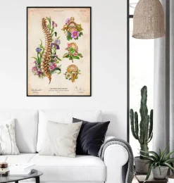 Anatomie de la colonne vertébrale - Floral - Vintage