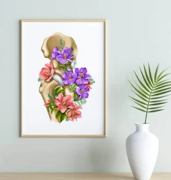 Anatomie de la hanche - Floral - Blanc