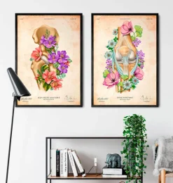 Anatomie de la hanche - Floral - Vintage