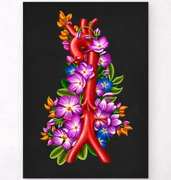Anatomie de l'aorte - Floral - Noir