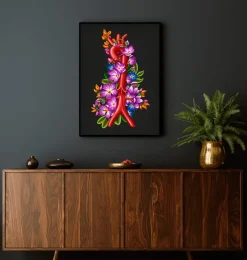 Anatomie de l'aorte - Floral - Noir