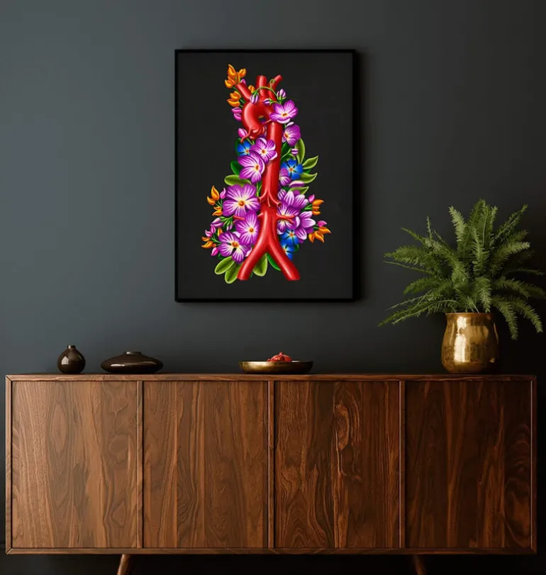 Anatomie de l'aorte - Floral - Noir