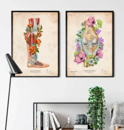 Anatomie des jambes - Floral - Vintage