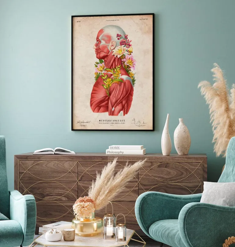 Anatomie des muscles - Floral - Vintage
