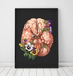 Anatomie du cerveau - Floral - Noir