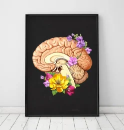 Anatomie du cerveau II - Floral - Noir