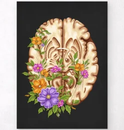 Anatomie du cerveau III - Floral - Noir