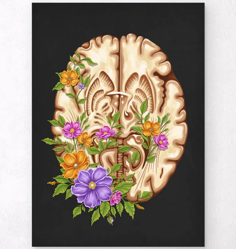 Anatomie du cerveau III - Floral - Noir