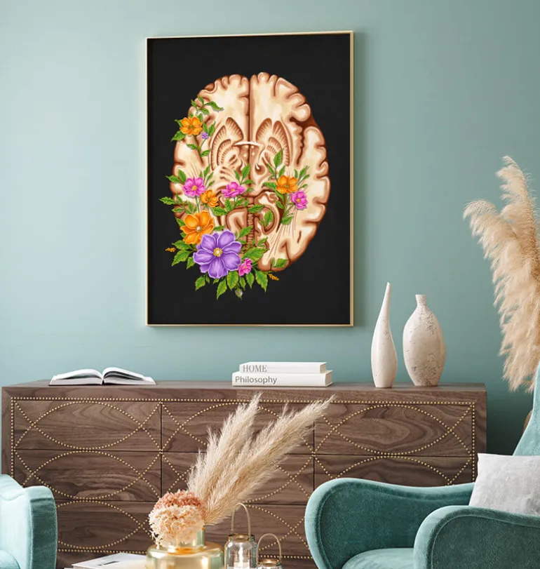 Anatomie du cerveau III - Floral - Noir