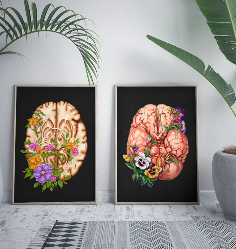 Anatomie du cerveau III - Floral - Noir