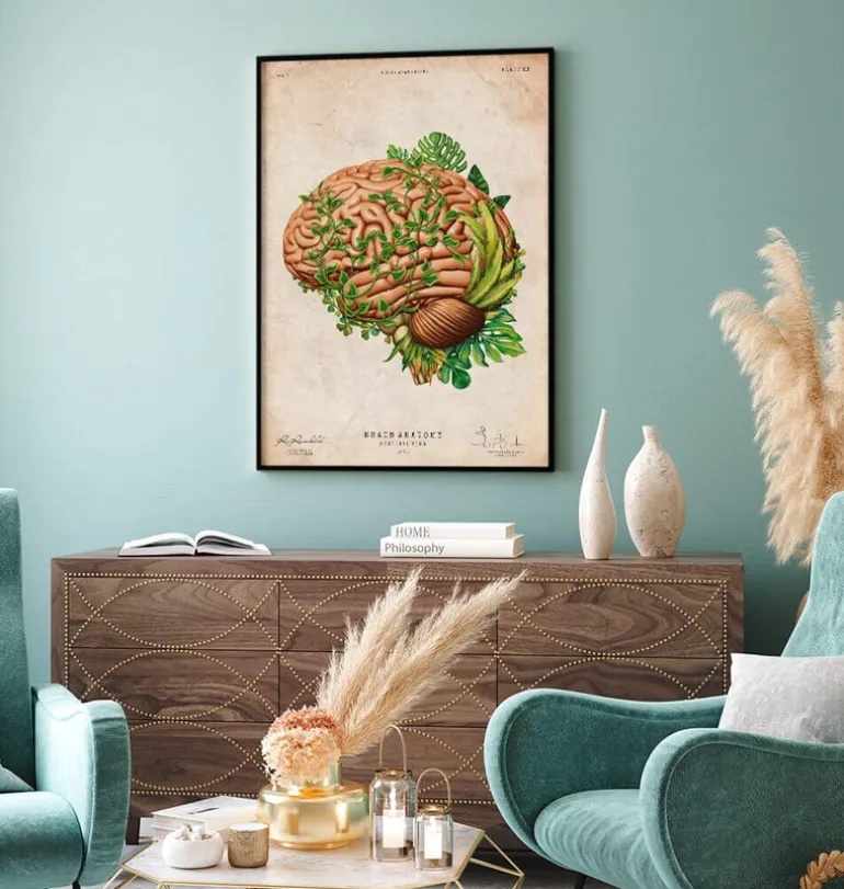 Anatomie du cerveau IV - Floral - Vintage