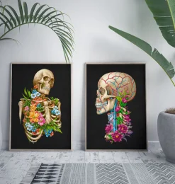 Anatomie du crâne II - Floral - Noir