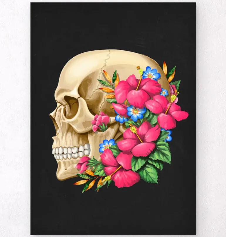Anatomie du crâne III - Floral - Noir