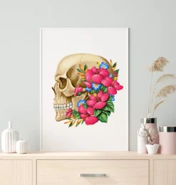 Anatomie du crâne III - Floral - Blanc