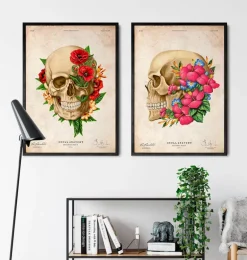 Anatomie du crâne III - Floral - Vintage
