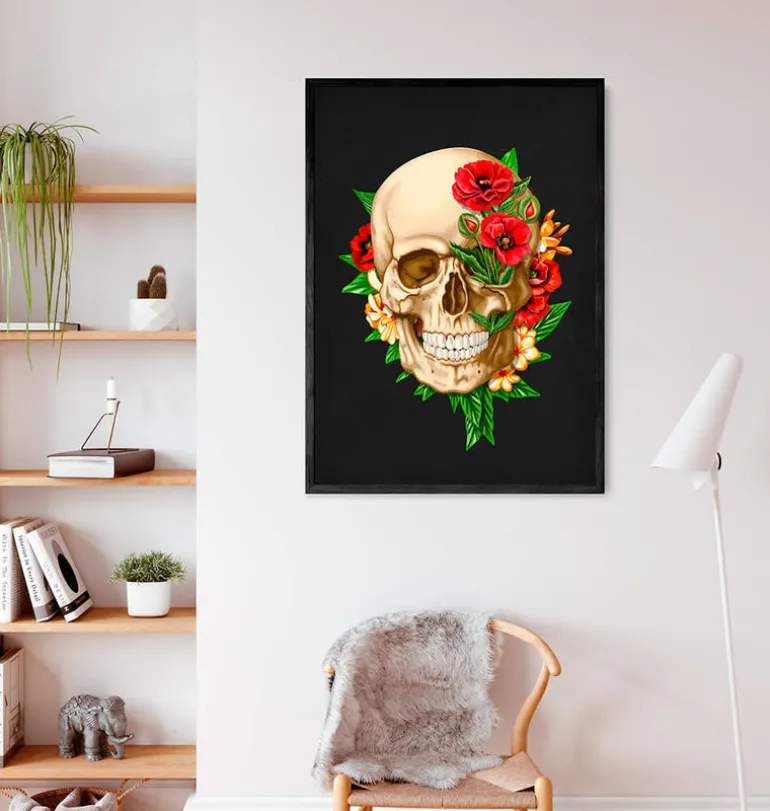 Anatomie du crâne IV - Floral - Noir