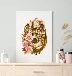 Anatomie du crâne V - Floral - Blanc