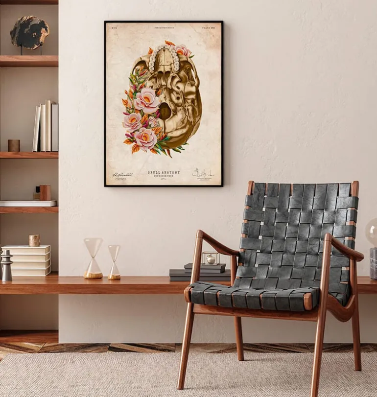 Anatomie du crâne V - Floral - Vintage