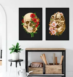 Anatomie du crâne V - Floral - Noir