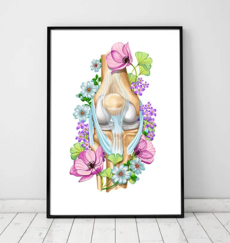 Anatomie du genou - Floral - Blanc