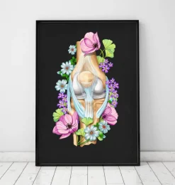 Anatomie du genou - Floral - Noir