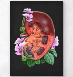 Anatomie du rein - Floral - Noir