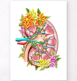 Anatomie du rein II - Floral - Blanc