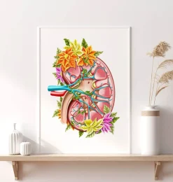 Anatomie du rein II - Floral - Blanc