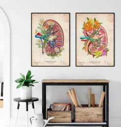 Anatomie du rein II - Floral - Vintage