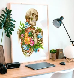 Anatomie du squelette - Floral - Blanc