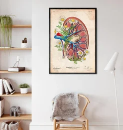 Anatomie rénale florale - Vieux papiers