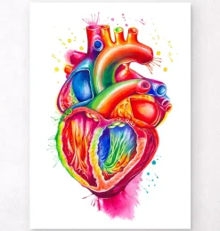 Art coeur anatomique III - Aquarelle