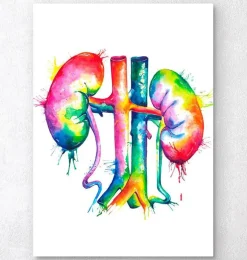 Art de l'anatomie des reins - Aquarelle