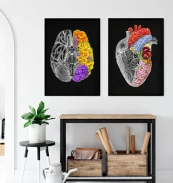 Cerveau anatomique avec fleurs