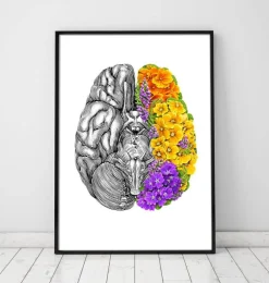 Cerveau avec des fleurs - Blanc