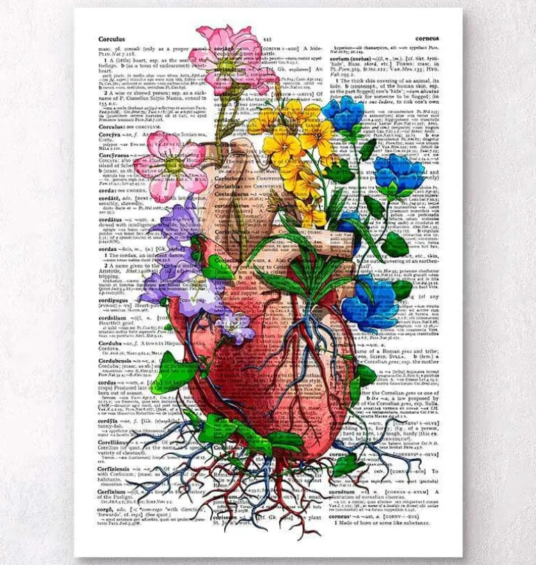 Coeur avec des fleurs - Page du dictionnaire