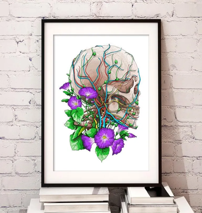 Crâne avec des fleurs