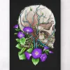 Crâne avec fleurs - Noir