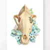 Crâne de chien - Floral - Blanc