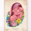 Foetus in a utérus - Floral - Vieux papier