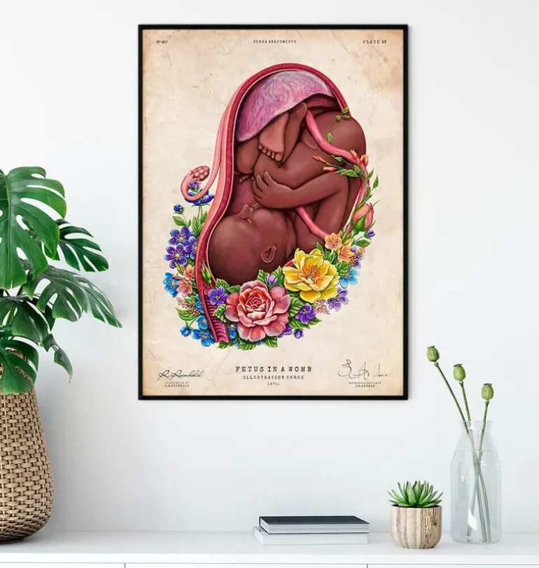 Foetus in a utérus - Floral - Blanc